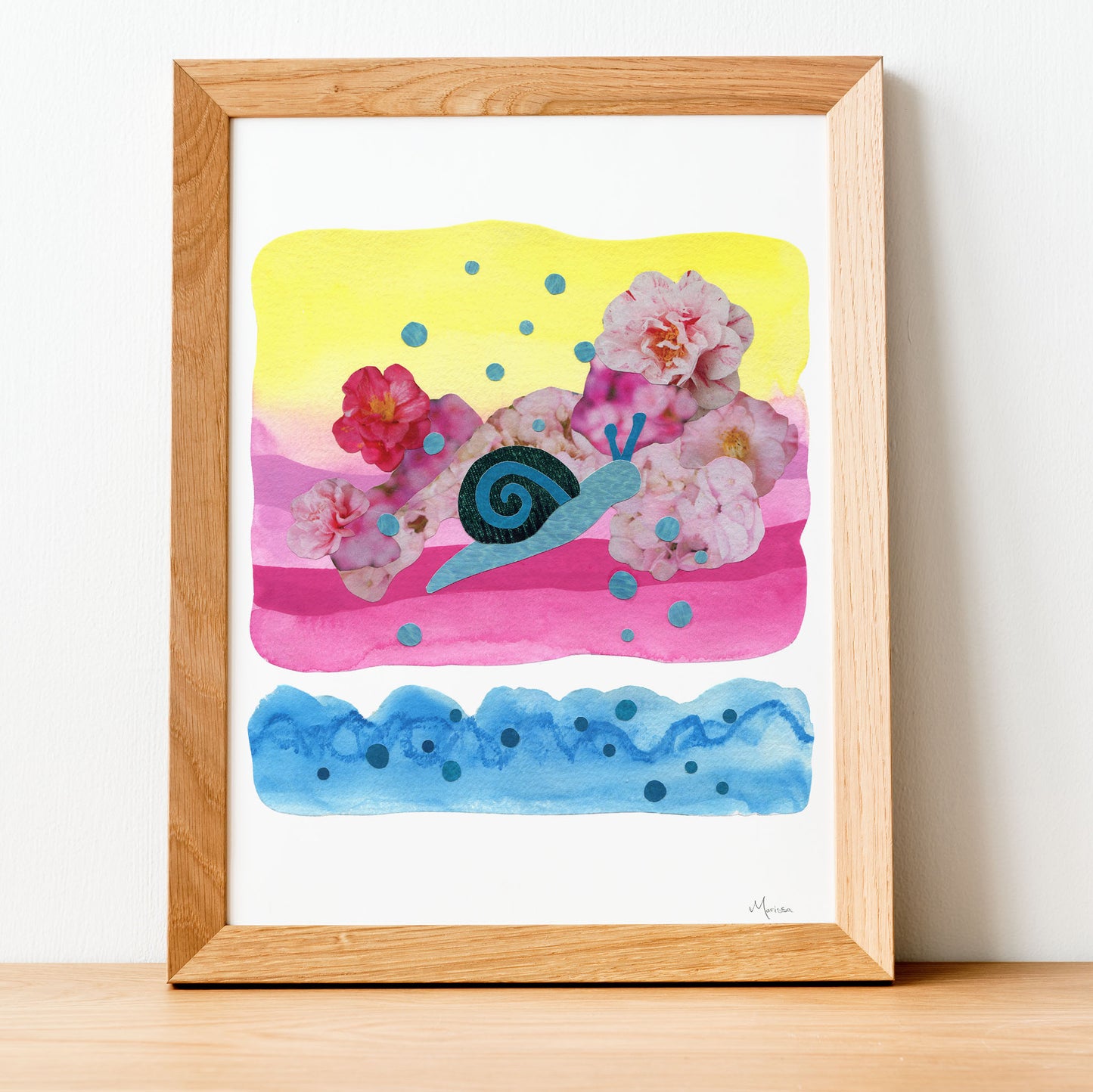 Swimming in Flowers - Collage Art Print