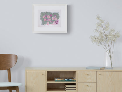 floral eternal framed original watercolour painting modern living room shelf