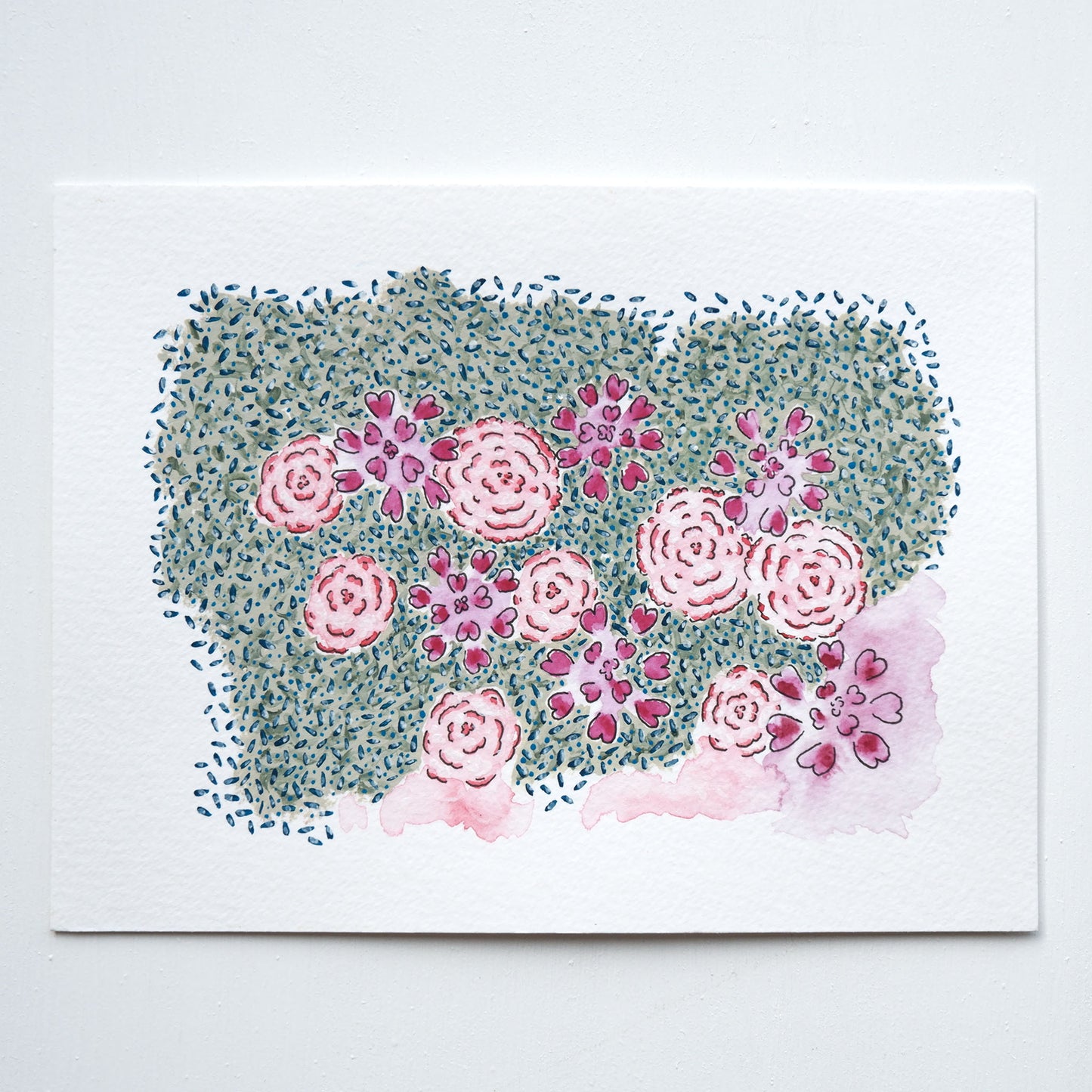 floral eternal Floral Eternal is an original watercolour painting by artist Marissa Schiesser. Delicate pink flowers and heart shaped petals.
