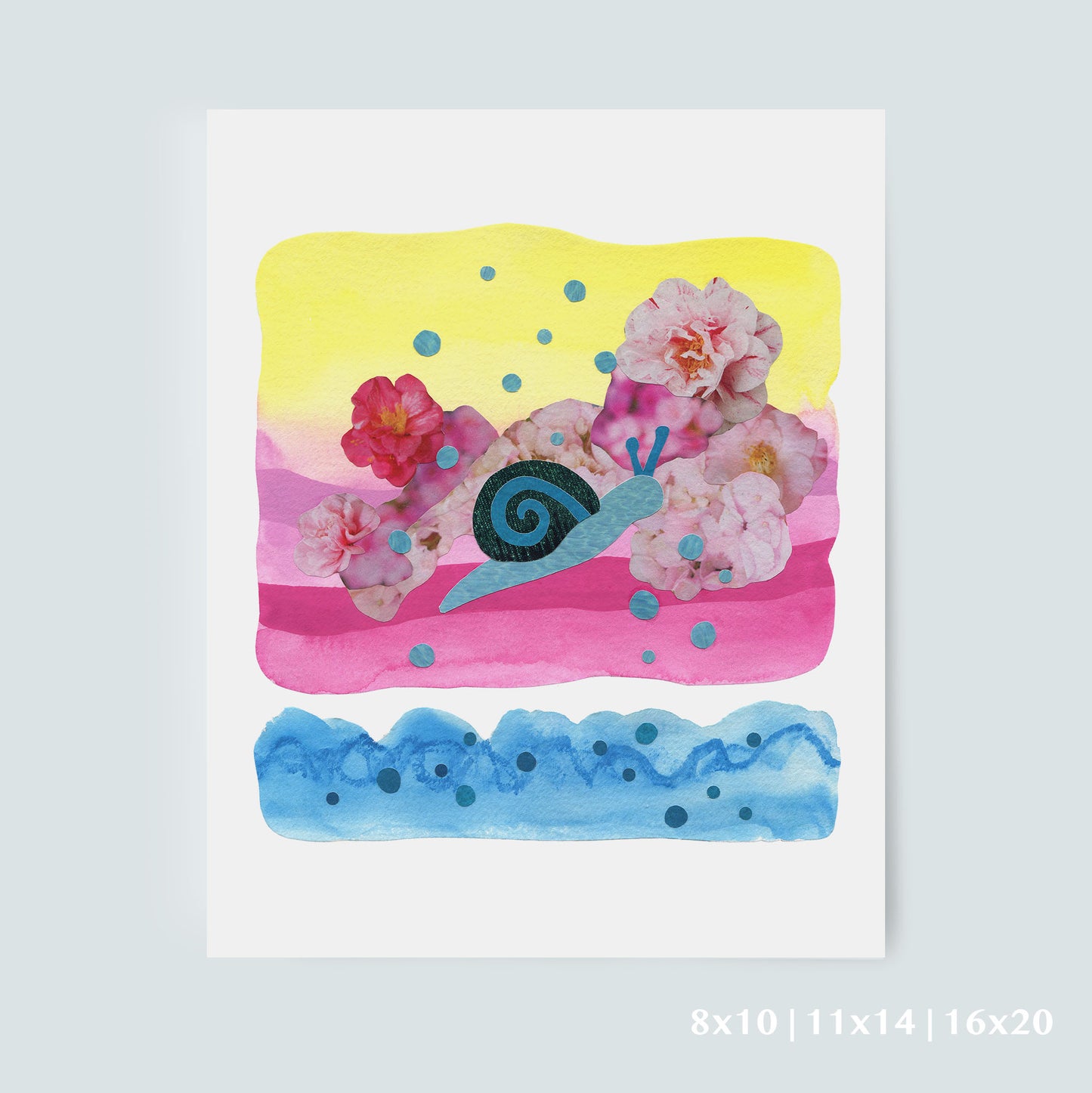 Swimming in Flowers - Collage Art Print