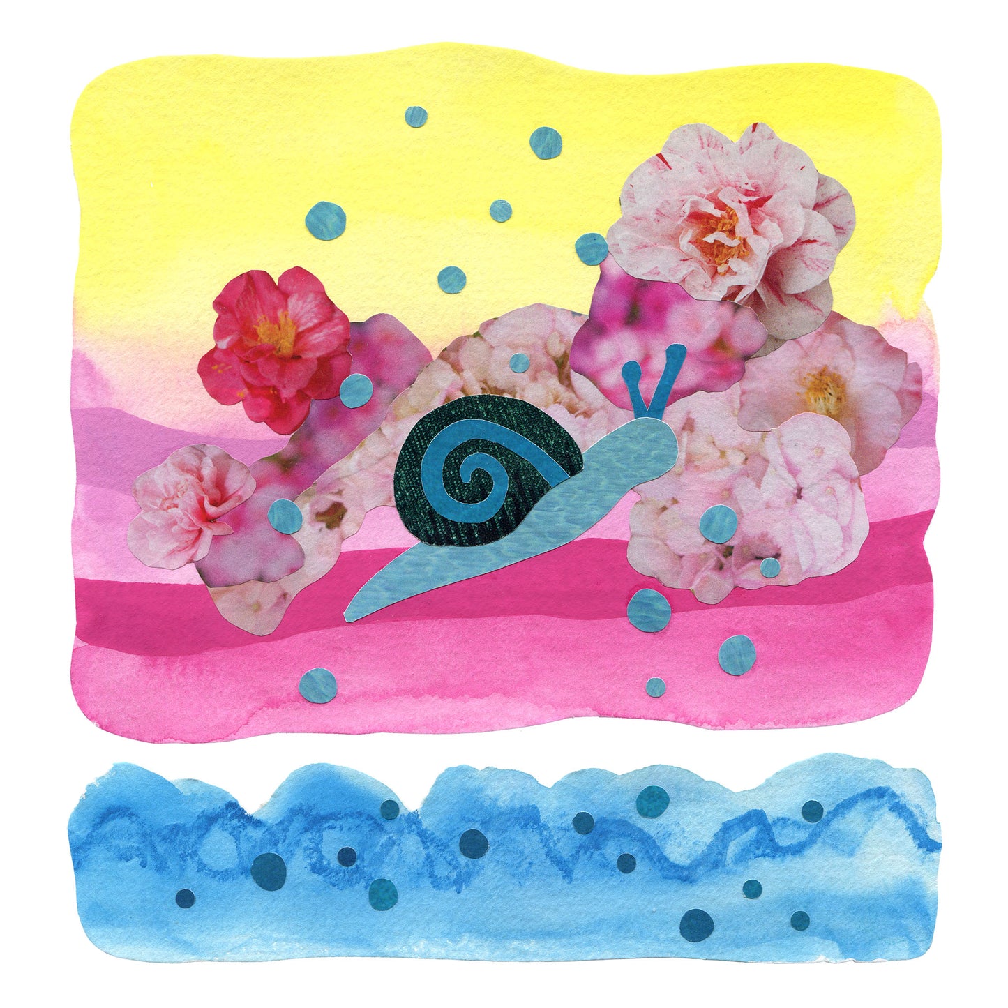 Swimming in Flowers - Collage Art Print