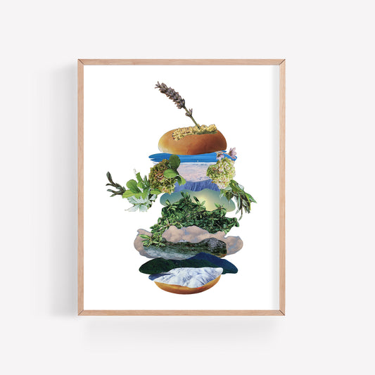 Botanical Burger - Collage Art Print