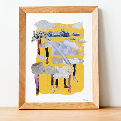 Cloudy Crowd - Collage Art Print