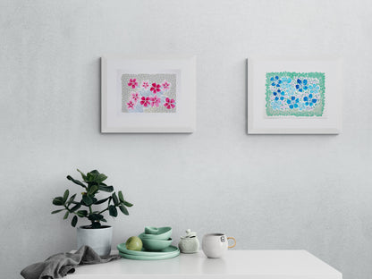 floral forever framed watercolour paintings  kitchen table