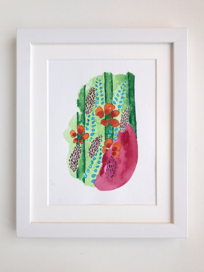 floral immortal framed watercolour painting