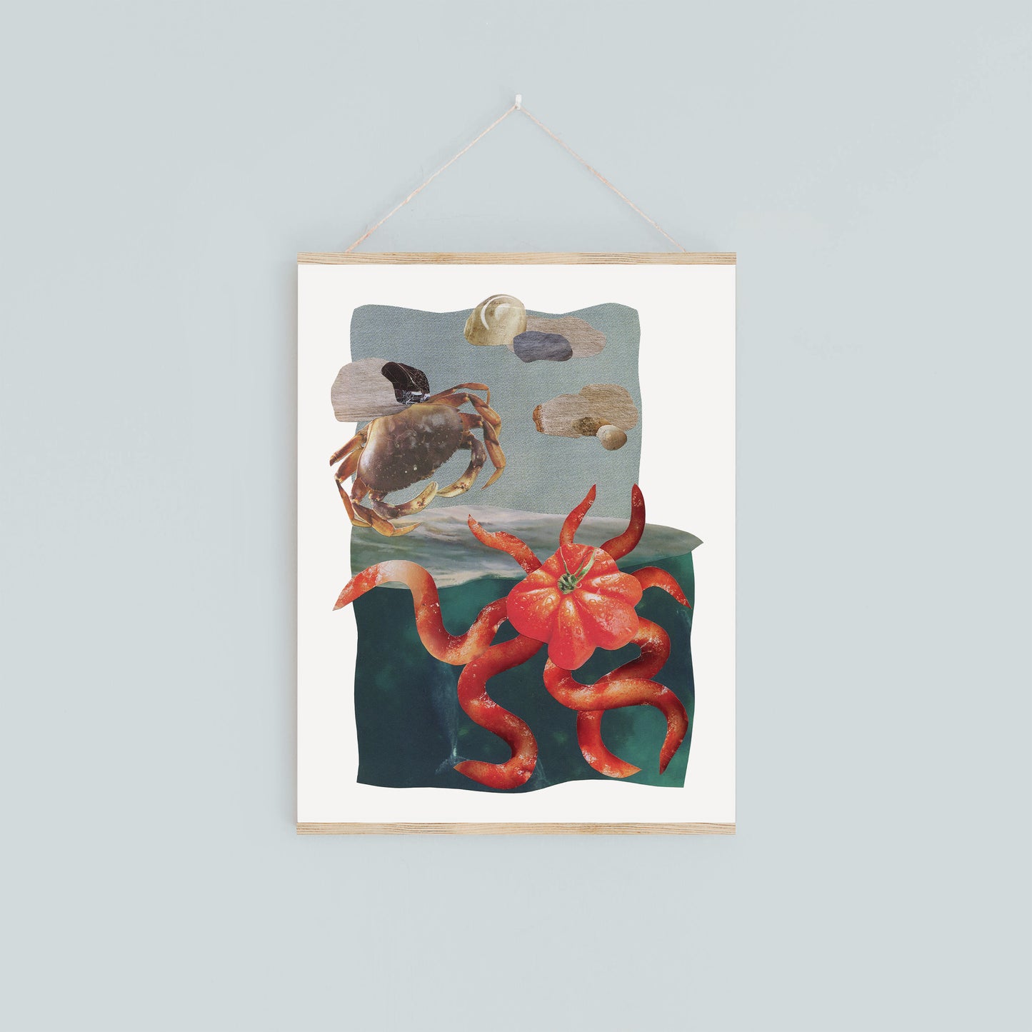 Curious Crab - Collage Art Print