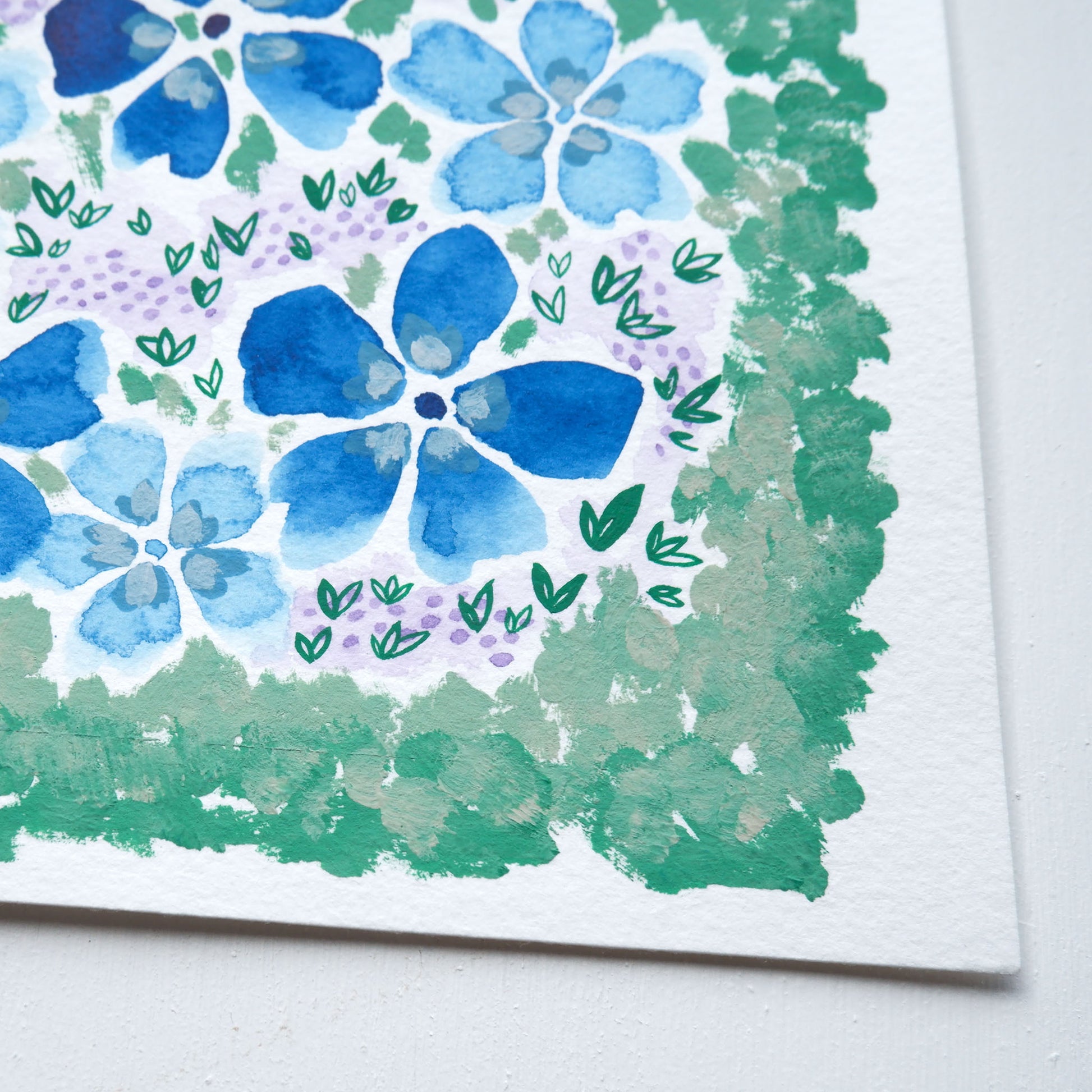 Detail of watercolour textured paper of floral forever original watercolour painting by Vancouver artist Marissa Schiesser