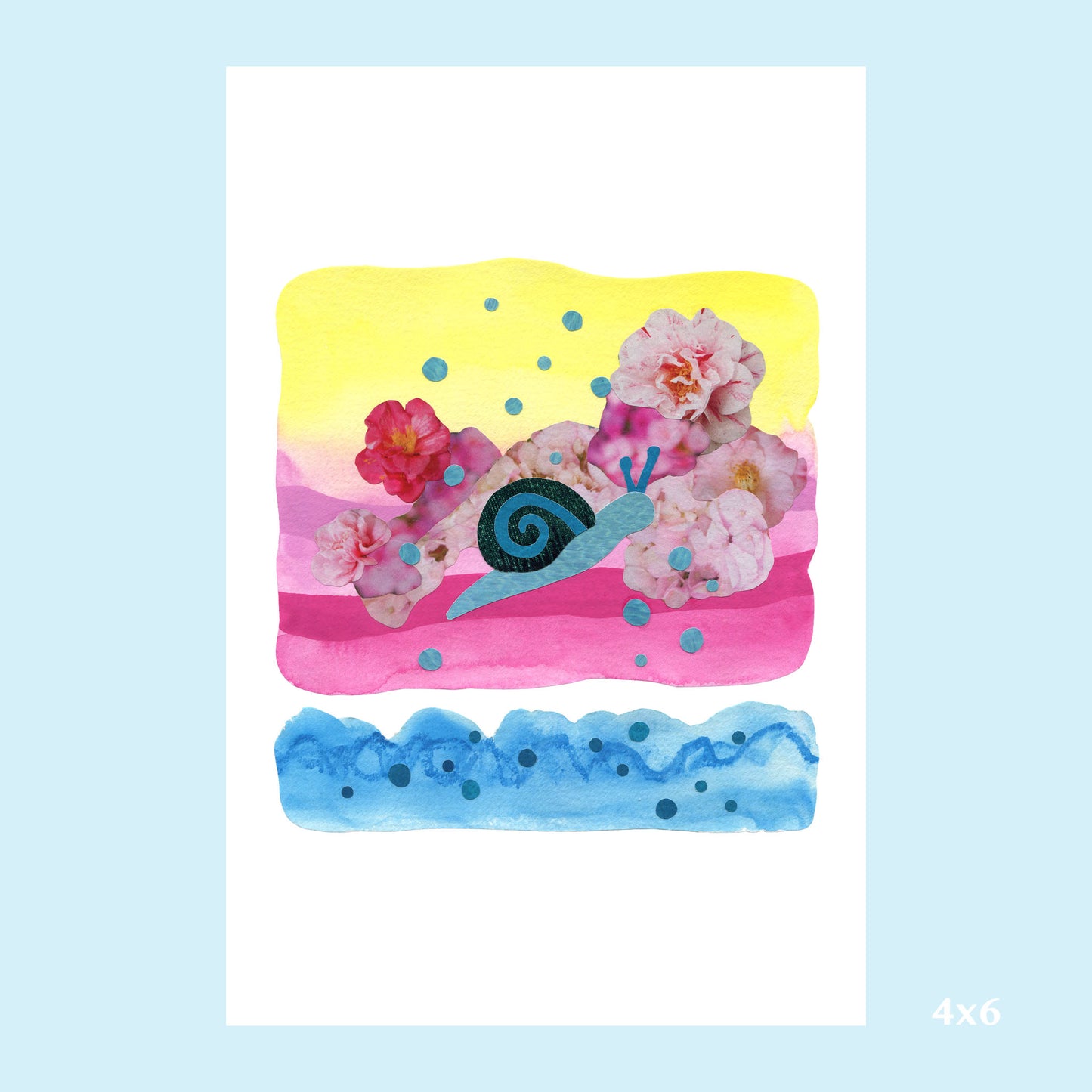 Swimming in Flowers - Collage Art Print
